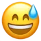 Grinning Face with Sweat emoji on Apple iOS 17.4