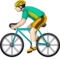 Person som cyklar: Ljus hudton emoji på iPhone (iOS 9.1)