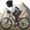 Person Mountain Biking: Dark Skin Tone emoji on iPhone