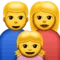 家庭成员：男人、女人、女孩 iPhone 上的表情符号 (iOS 8.3)