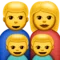 家庭成员：男人、女人、男孩、男孩 iPhone 上的表情符号 (iOS 8.3)