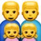 家庭成员：男、男、女、女 iPhone 上的表情符号 (iOS 8.3)