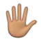 Hand med utsträckta fingrar: Mellan hudton emoji på iPhone (iOS 9.1)