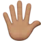 Hand med utsträckta fingrar: Mellan hudton emoji på iPhone (iOS 12.2)