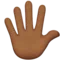 Hand with Fingers Splayed: Medium-Dark Skin Tone emoji on iPhone (iOS 13.1)