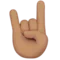 Sign of the Horns: Medium Skin Tone emoji on iPhone (iOS 14.6)