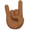 Sign of the Horns: Medium-Dark Skin Tone emoji on Apple iOS 17.4