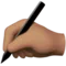 Mano che scrive: carnagione media emoji su Apple iOS 10.3