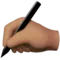 Writing Hand: Medium Skin Tone emoji on iPhone