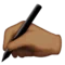 Skrivende hånd: Mellem-mørk hudtone emoji på Apple iOS 9.1