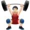 Person Lifting Weights: Light Skin Tone emoji on iPhone (iOS 12.1)