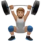 Person Lifting Weights: Medium Skin Tone emoji on Apple iOS 13.2