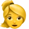 Woman: Blond Hair emoji on iPhone (iOS 12.1)