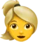 Woman: Blond Hair emoji on iPhone