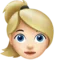 Woman: Light Skin Tone, Blond Hair emoji on iPhone