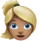 Wanita: Warna Kulit Sedang, Rambut Pirang emoji di iPhone (iOS 14.5)