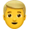 Man: Blond Hair emoji on iPhone