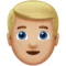 男：中等偏浅肤色，金发 iPhone 上的表情符号 (iOS 13.3)