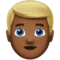 男：中等偏深肤色，金发 iPhone 上的表情符号 (iOS 11.3)