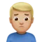 皱眉男子：中等偏浅肤色 iPhone 上的表情符号 (iOS 13.3)