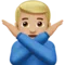 Man Gesturing No: Medium-Light Skin Tone emoji on iPhone