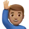 Man Raising Hand: Medium Skin Tone emoji on iPhone (iOS 12.1)