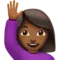 Woman Raising Hand: Medium-Dark Skin Tone emoji on iPhone
