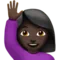 Woman Raising Hand: Dark Skin Tone emoji on iPhone