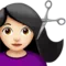 Woman Getting Haircut: Light Skin Tone emoji on iPhone