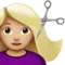 Woman Getting Haircut: Medium-Light Skin Tone emoji on iPhone