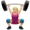 Woman Lifting Weights: Medium-Light Skin Tone emoji on iPhone