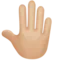 Raised Back of Hand: Medium-Light Skin Tone emoji on Apple iOS 17.4