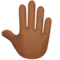 Raised Back of Hand: Medium-Dark Skin Tone emoji on Apple iOS 13.2