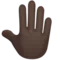 Raised Back of Hand: Dark Skin Tone emoji on Apple iOS 16.4