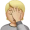 Person Facepalming: Medium-Light Skin Tone emoji on Apple iOS 13.3