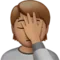 Person Facepalming: Medium Skin Tone emoji on Apple iOS 17.4