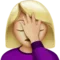 捂脸的女人：中等偏浅肤色 iPhone 上的表情符号 (iOS 10.3)