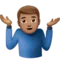 Hombre encogiéndose de hombros: tono de piel medio emoji en Apple iOS 13.2