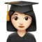 Woman Student: Light Skin Tone emoji on Apple iOS 17.4