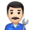 Man Mechanic: Light Skin Tone emoji on iPhone (iOS 13.1)