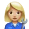 Woman Mechanic: Medium-Light Skin Tone emoji on iPhone
