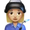 女工厂工人：中等偏浅肤色 iPhone 上的表情符号 (iOS 16.4)