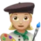 Woman Artist: Medium-Light Skin Tone emoji on iPhone (iOS 12.1)
