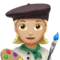 Woman Artist: Medium-Light Skin Tone emoji on Apple iOS 17.4