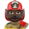 Man Firefighter: Dark Skin Tone emoji on Apple iOS 13.2