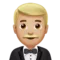 身着燕尾服的人：中等偏浅肤色 iPhone 上的表情符号 (iOS 13.3)