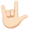 Love-You Gesture: Light Skin Tone emoji on Apple iOS 13.2