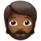 Person: Medium-Dark Skin Tone, Beard emoji on Apple iOS 14.6