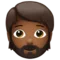 Person: Medium-Dark Skin Tone, Beard emoji on iPhone