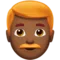 男：中等偏深肤色，红发 iPhone 上的表情符号 (iOS 13.3)